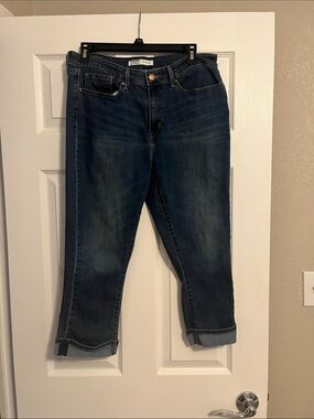 Signature by Levi Strauss Dark Blue Cropped Jeans with Cuffed Hem